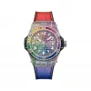 宇舶/Hublot Big Bang系列 33MM 抛光精钢镶嵌130颗彩色宝石：红宝石、粉色蓝宝石、紫水晶、蓝色蓝宝石、水蓝拓帕石、沙弗莱石、黄色和橙色蓝宝石 自动机械机芯 女表 485.SX.9900.LR.0999