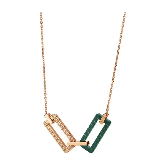 Chopard Ice Cube Rose Gold Green Ceramic Diamond Pendant