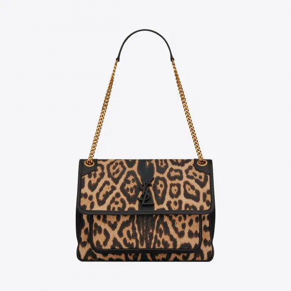 伊夫圣罗兰 Yves Saint laurent 女士 NIKI中号豹纹印花帆布和光滑皮革手袋 548942H9L3W2681 小迈步海淘品牌官网